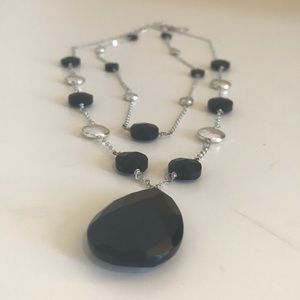 Silver and black necklace